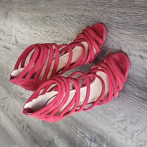 Christian Louboutin Mariniere Red Suede Gladiator Sandals Caged Strappy Heels - Picture 13 of 14